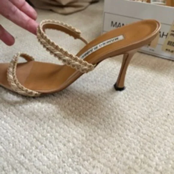 Vintage Manolo Blahnik tan strappy sandals - Picture 1 of 4
